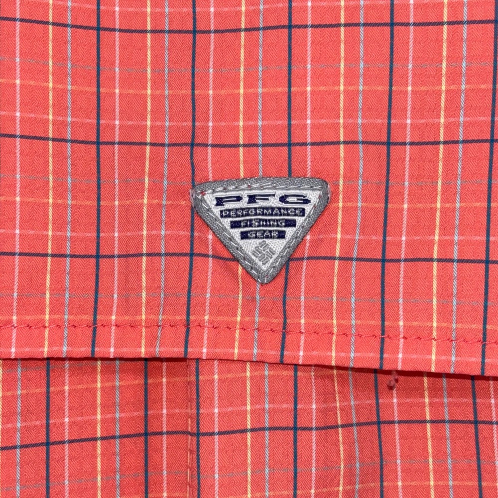 Columbia PFG Super Tamiami Fishing Shirt Womens Small Coral Plaid UPF 40 Omni - Picture 10 of 15